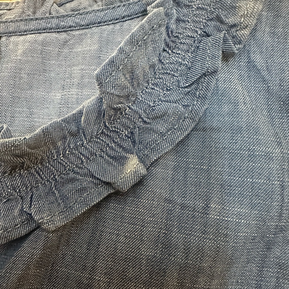 100% Cotton Talbots Petite Denim-Style Blue Top - Picture 5 of 6